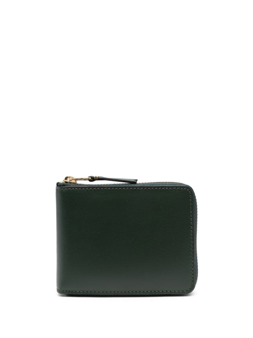 Comme Des Garçons Zip-up Leather Wallet In Green
