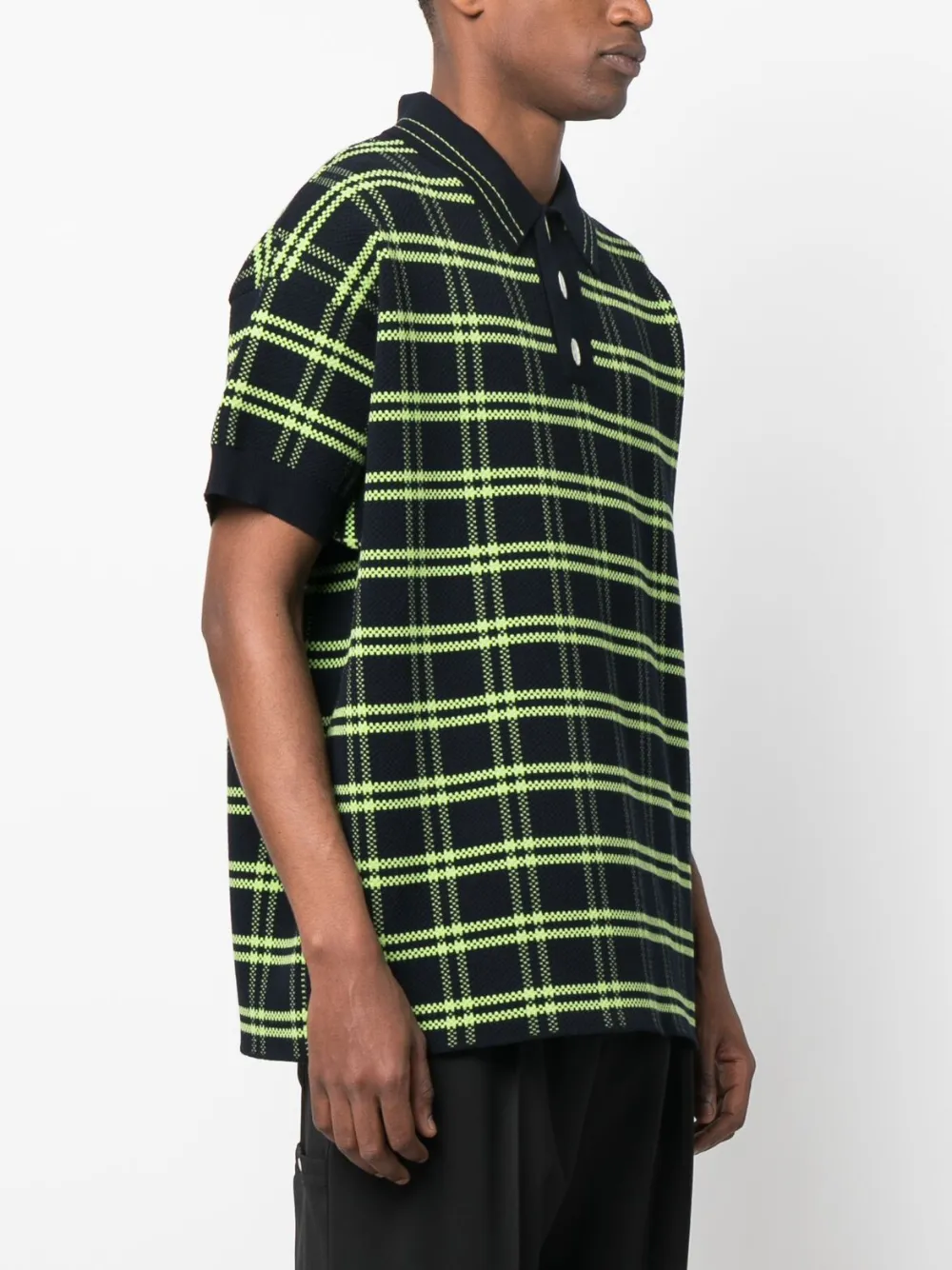 Shop Namacheko Check-pattern Polo Shirt In Black