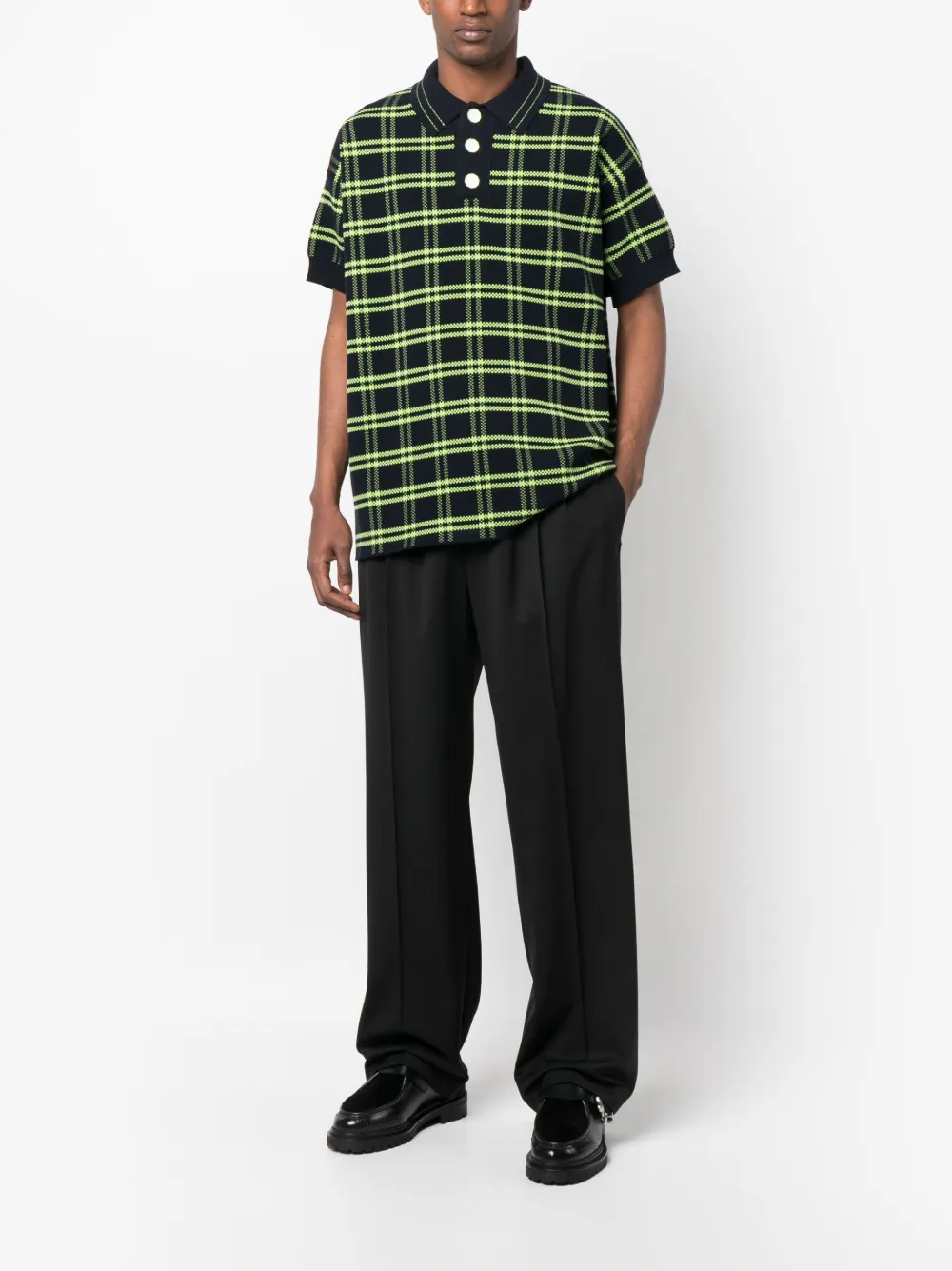 Shop Namacheko Check-pattern Polo Shirt In Black