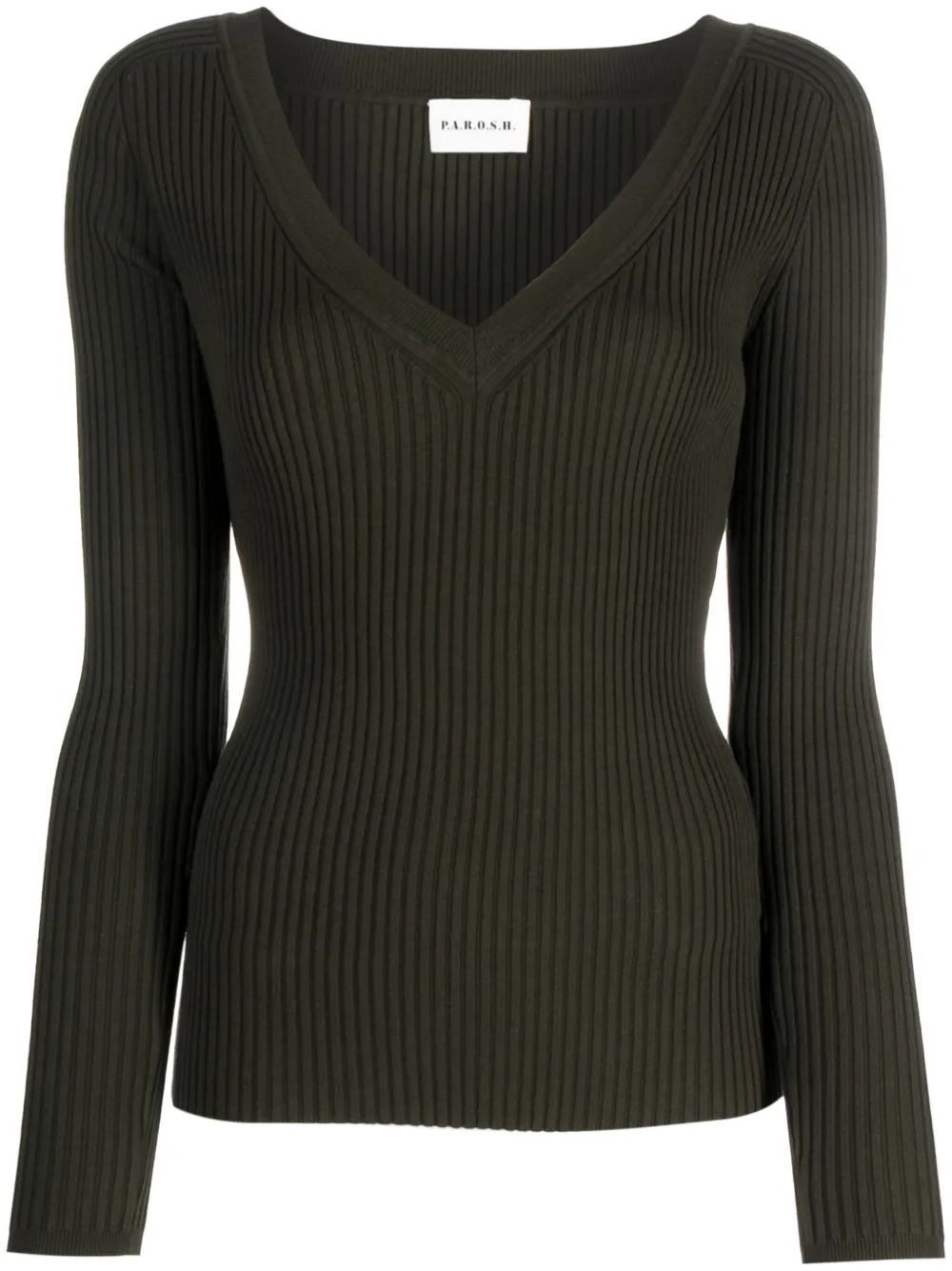 P.a.r.o.s.h V-neck Ribbed Wool Jumper In Green