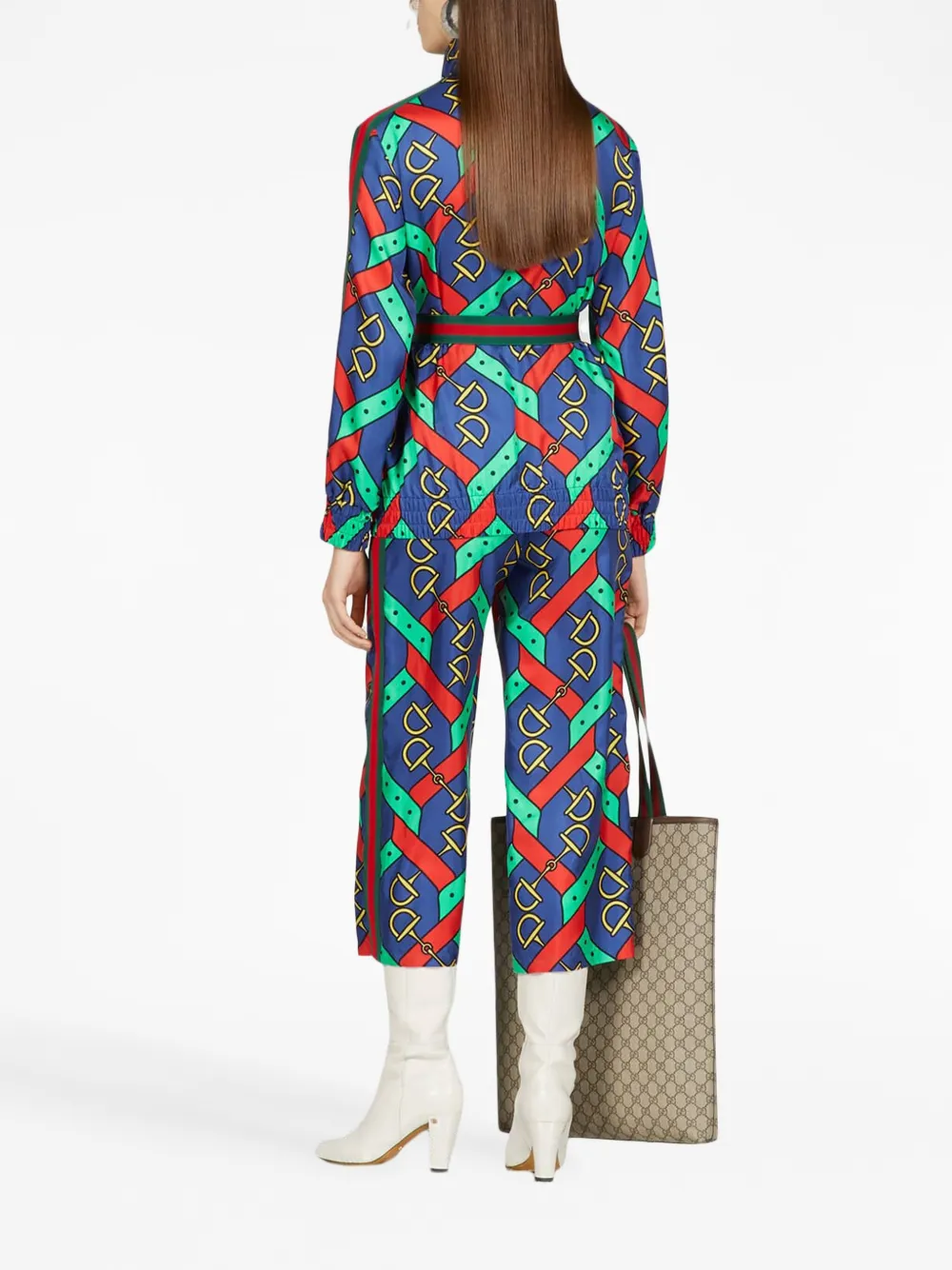 HORSEBIT 饰带印花真丝夹克