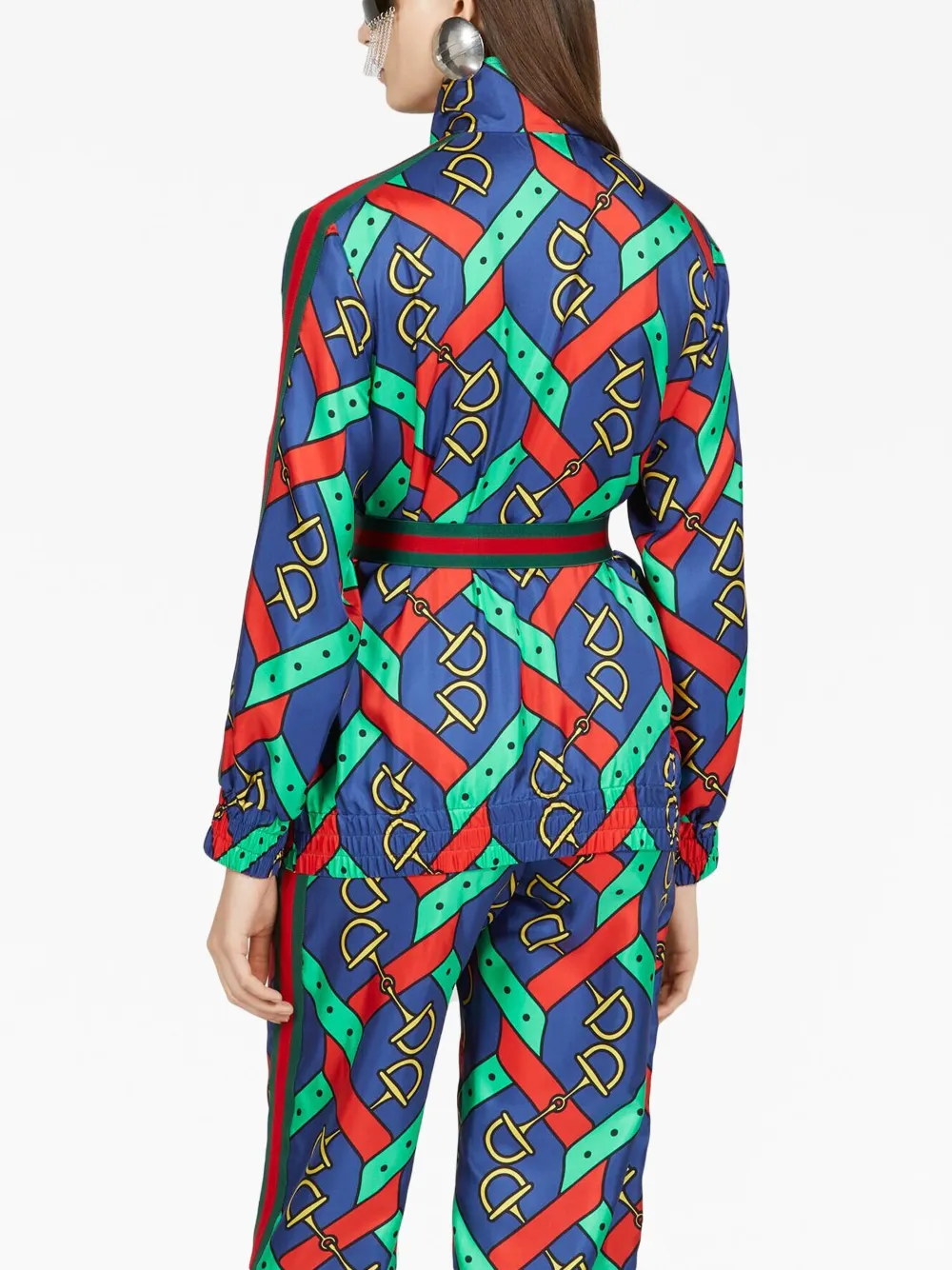 HORSEBIT 饰带印花真丝夹克