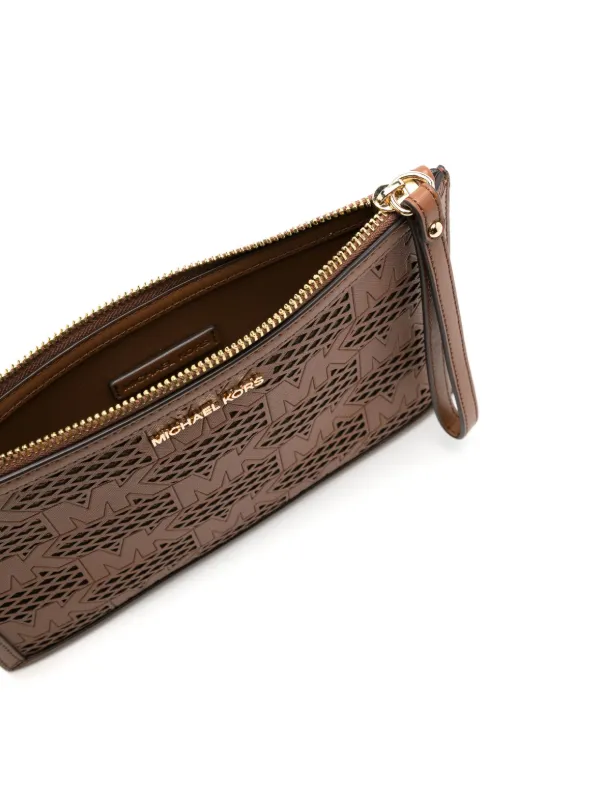 Michael Michael Kors Clutch Jet Set Com Zíper | Marrom | FARFETCH BR