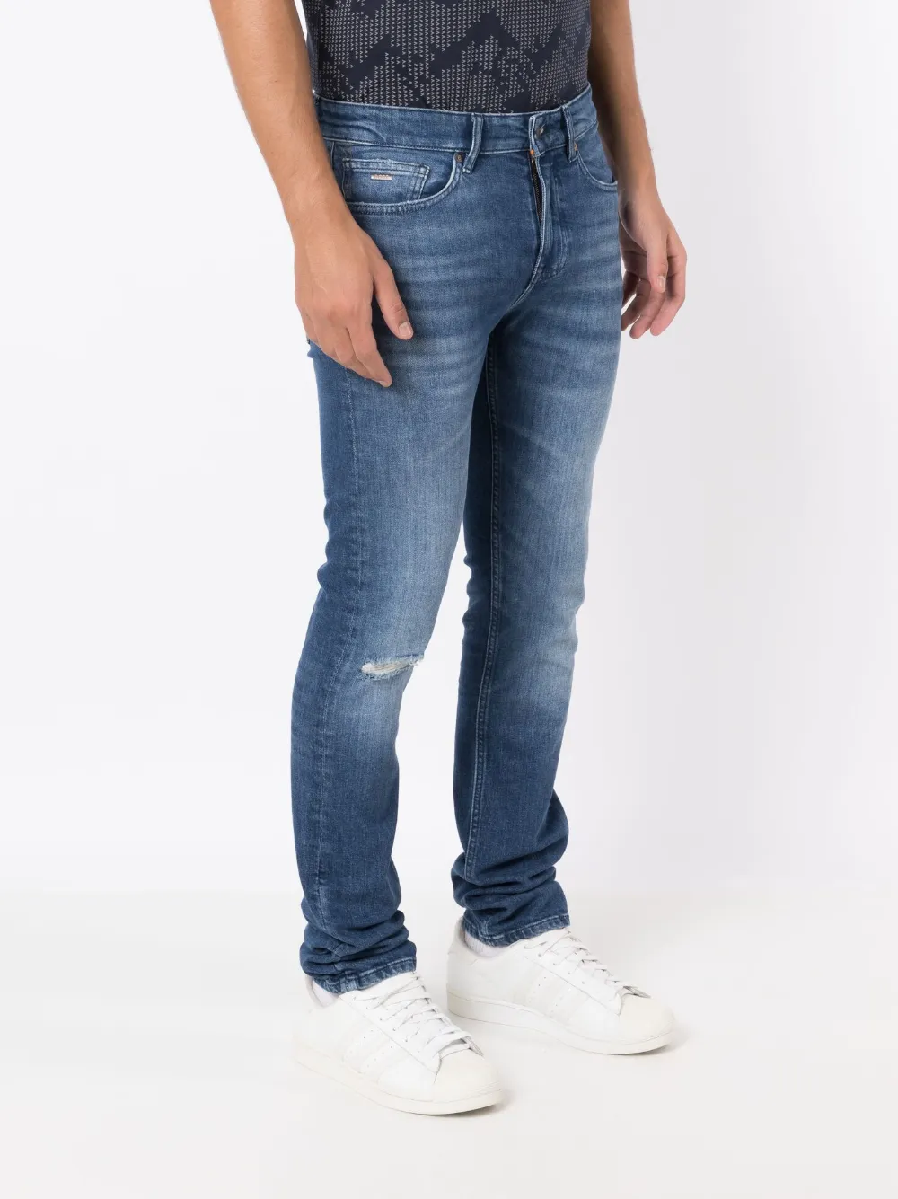 BOSS Gerafelde jeans Blauw