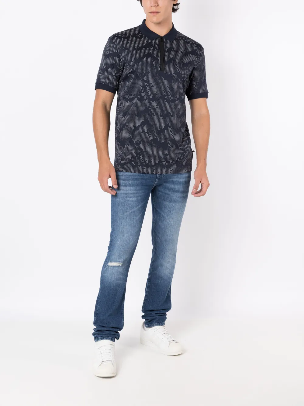 BOSS Gerafelde jeans Blauw