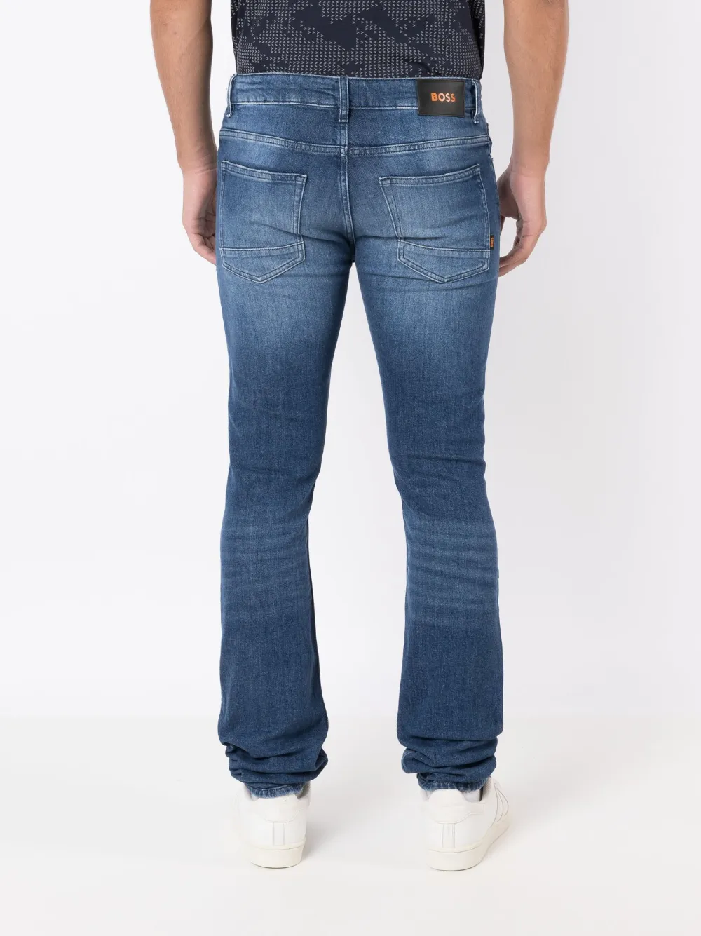 BOSS Gerafelde jeans Blauw