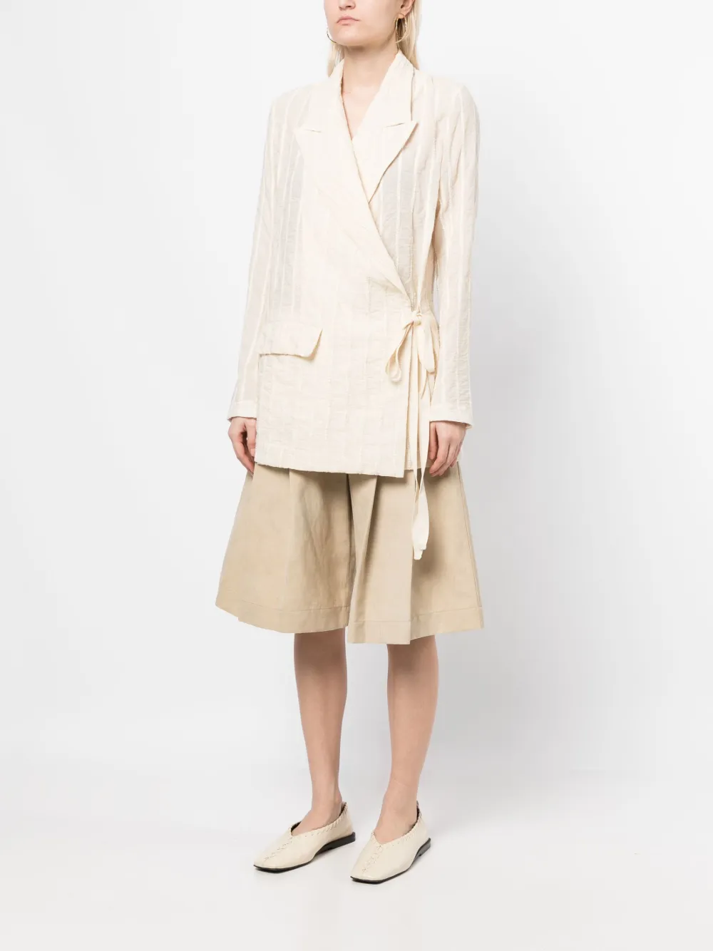 Uma Wang Wraparound Oversize Blazer In Neutrals