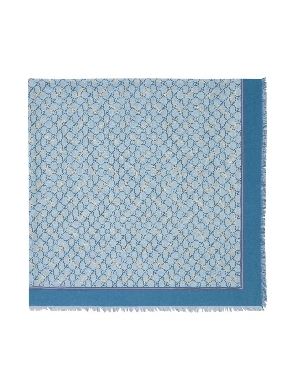 Shop Gucci Horsebit-print Silk Scarf In Blue