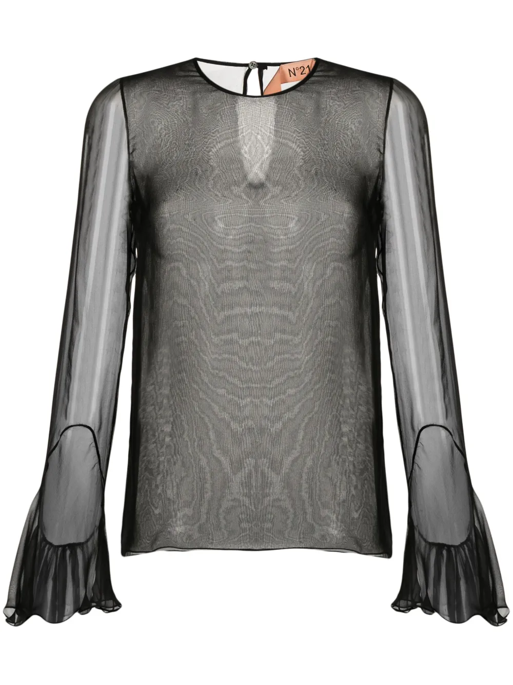 Nº21 Flared Sheer Silk Top Farfetch