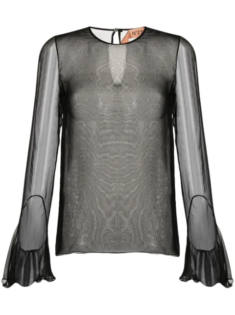 Nº21 flared sheer silk top