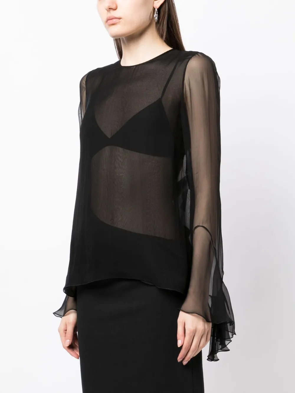 Nº21 Flared Sheer Silk Top Farfetch