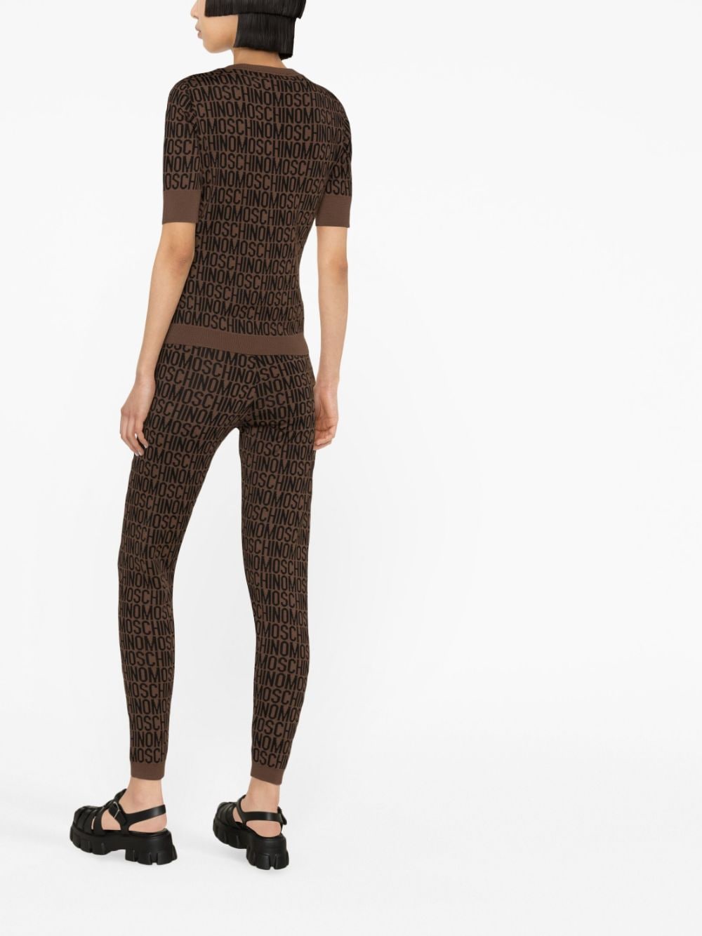 Shop Moschino Monogram-print Knitted Top In Brown