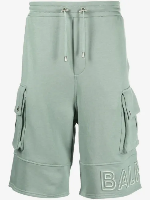 Balmain embossed-logo cotton bermuda shorts