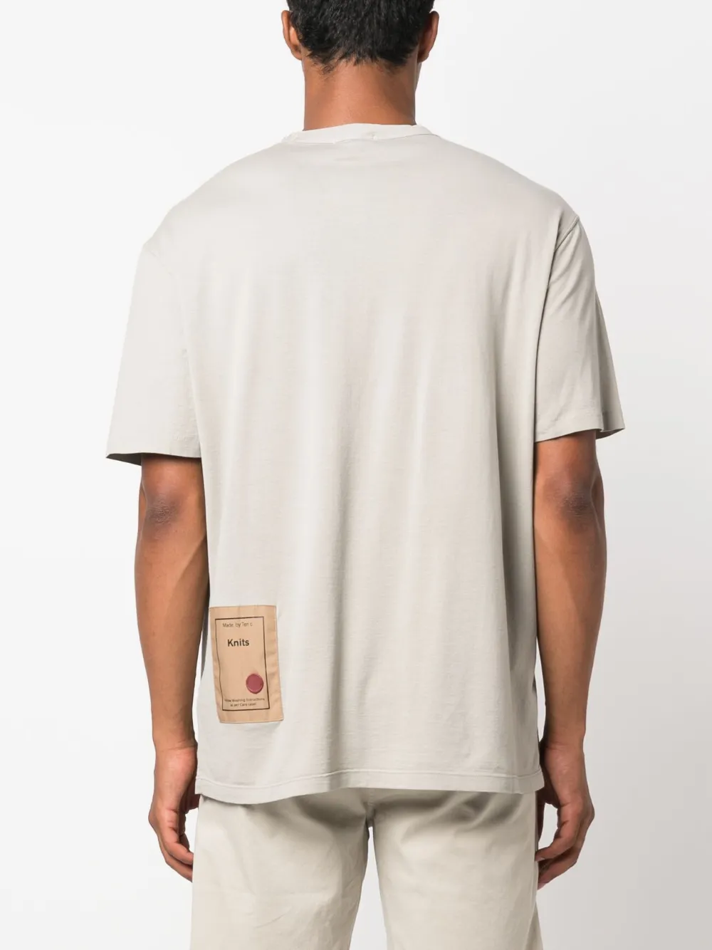 Ten C Logo-patch Cotton T-shirt In Neutrals
