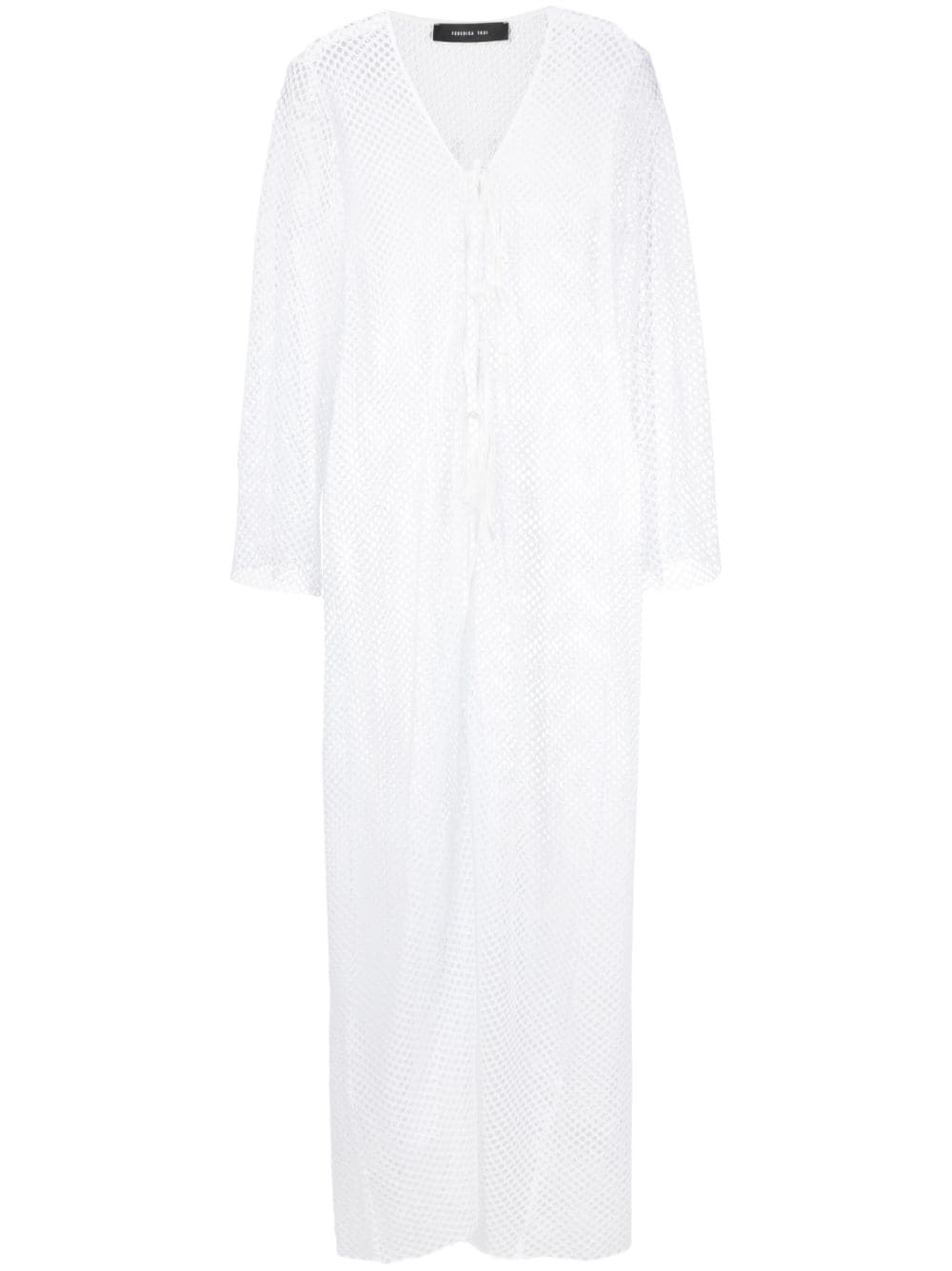 federica tosi robe en maille ajourée à design noué - blanc