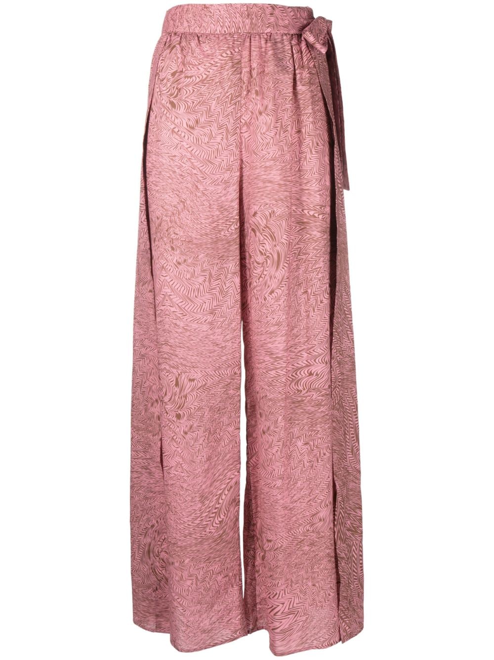 federica tosi pantalon ample à détail noué - rose