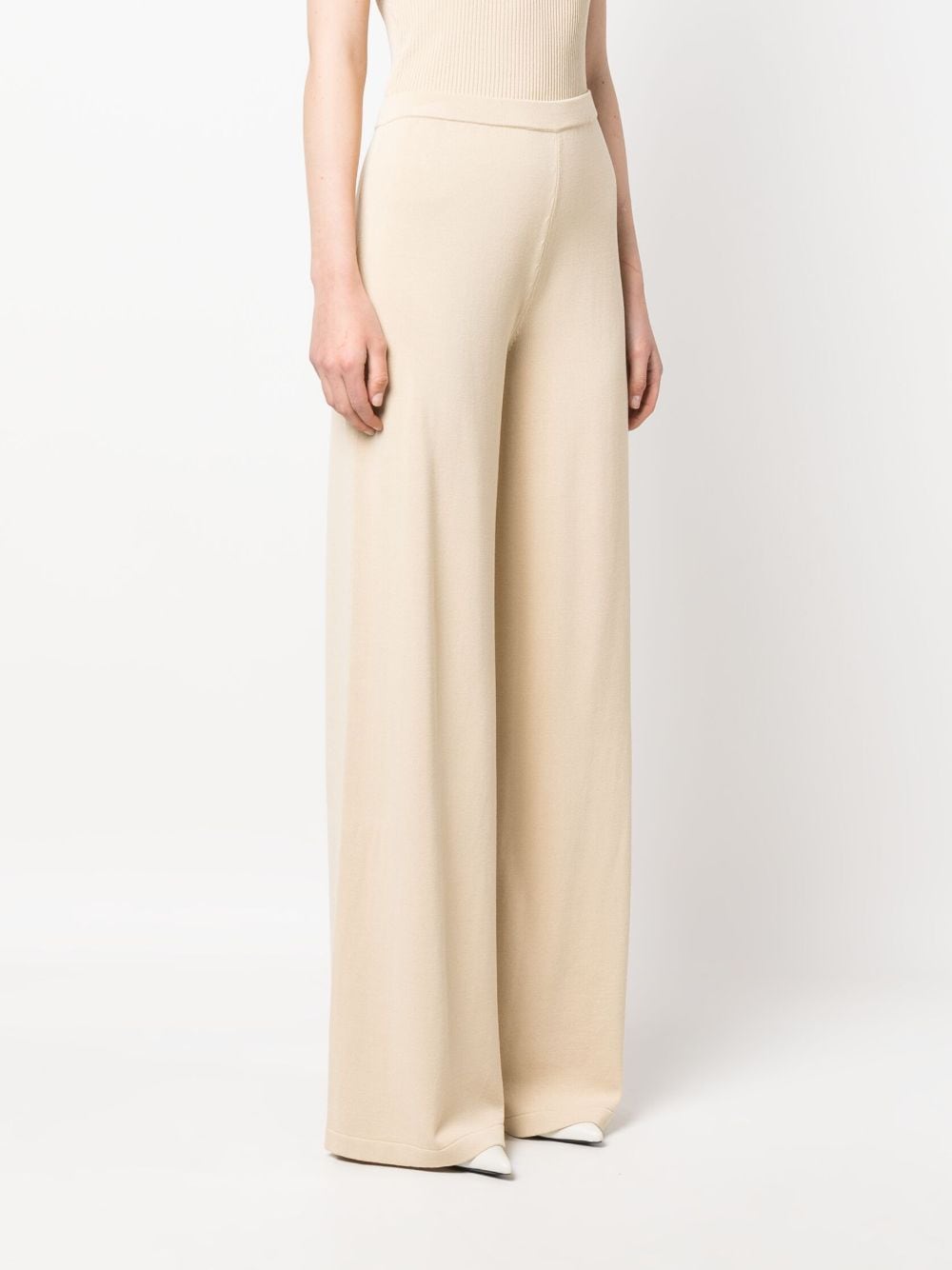 Shop Federica Tosi Knitted Wide-leg Trousers In Neutrals