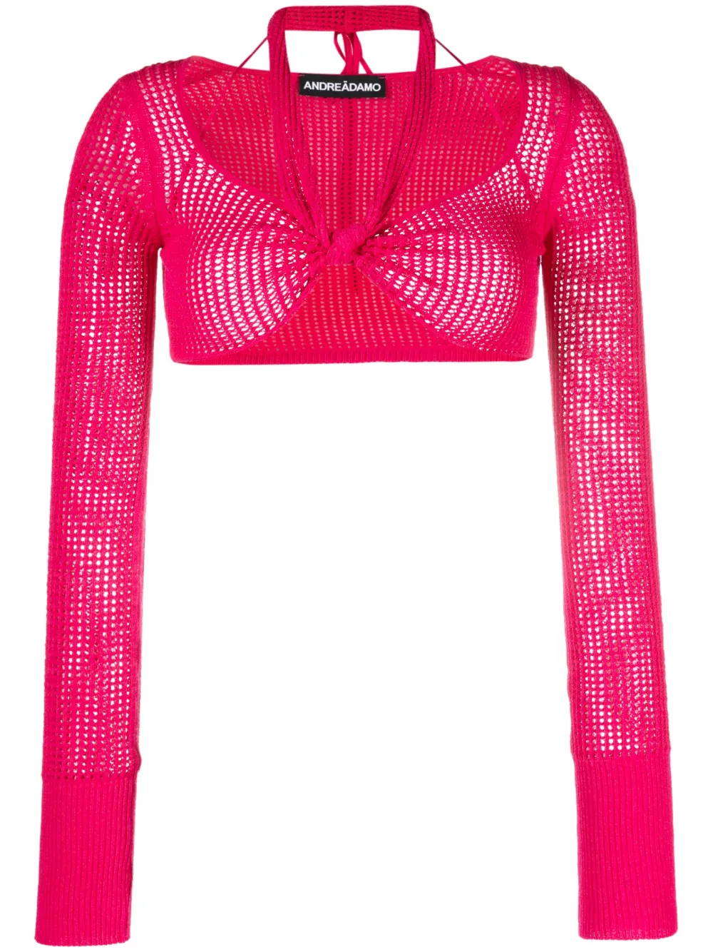 ANDREĀDAMO tricot-knit cropped top