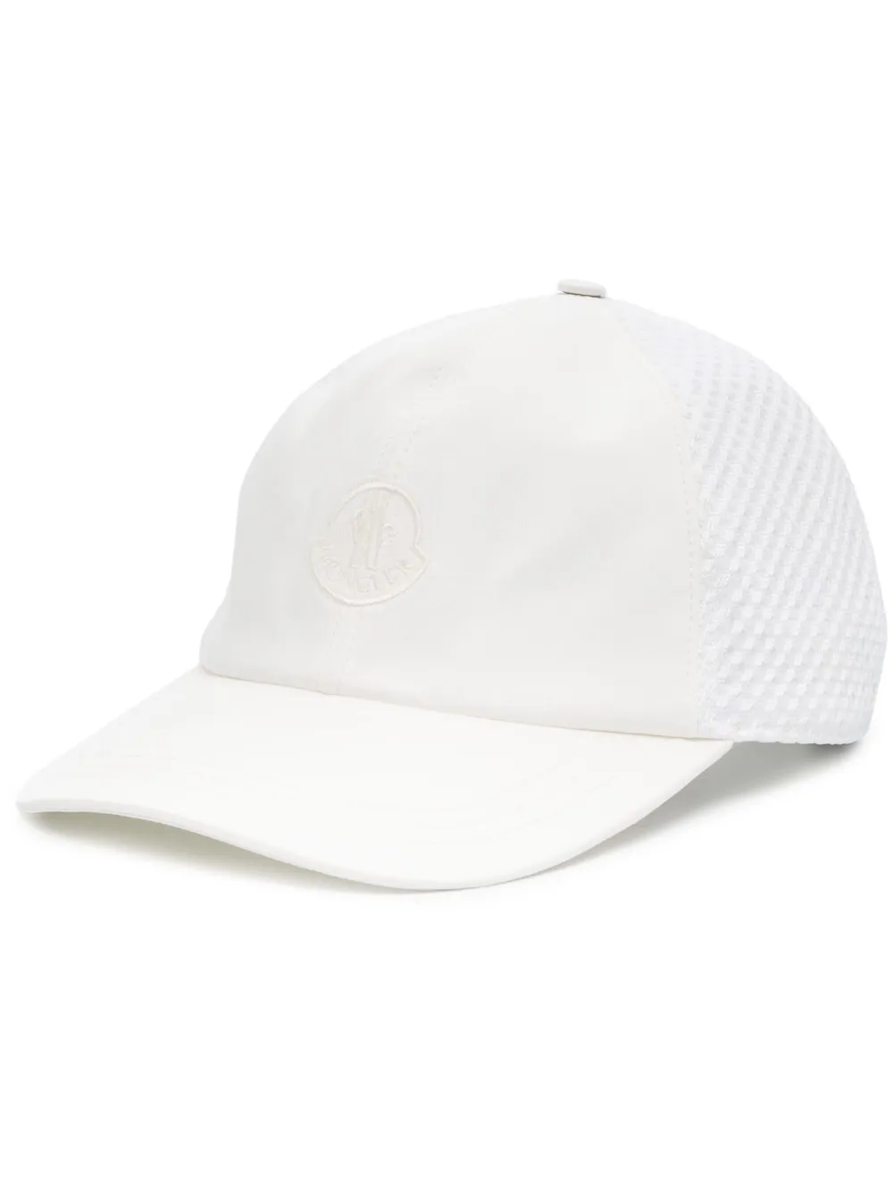 Moncler Logo Cotton Baseball Cap In Beige