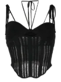 ANDREĀDAMO ribbed-knit corset top - Black