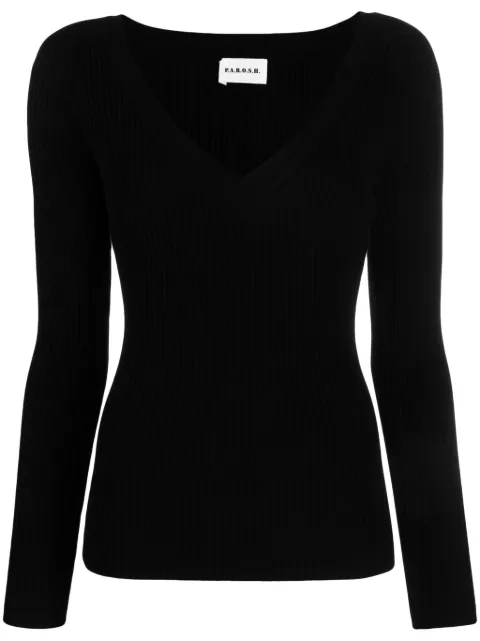 P.A.R.O.S.H. ribbed-knit V-neck top