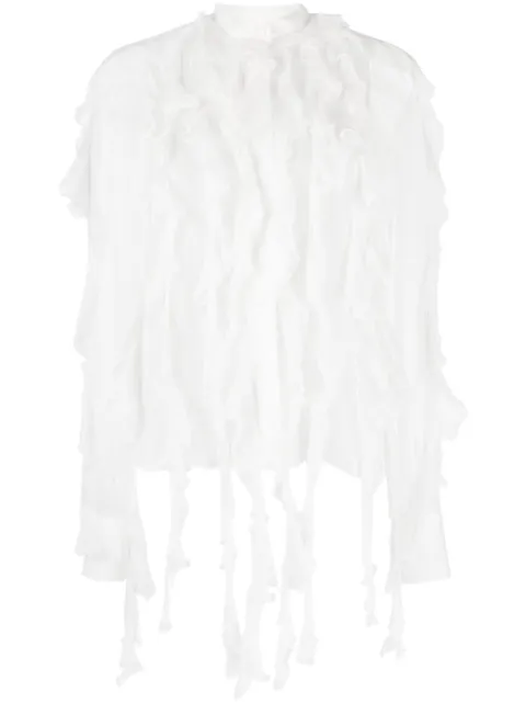 Ermanno Scervino ruffled sheer silk shirt