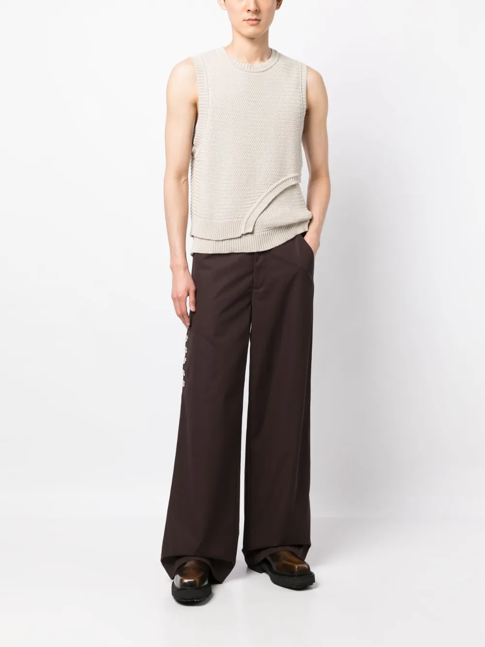 Namacheko appliqué-detail straight trousers - Bruin