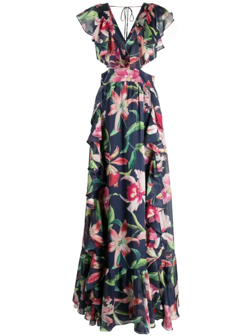 Robe longue Lealia à col v - PatBO - Modalova
