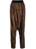 Uma Wang floral-embroidered drop-crotch trousers - Brown