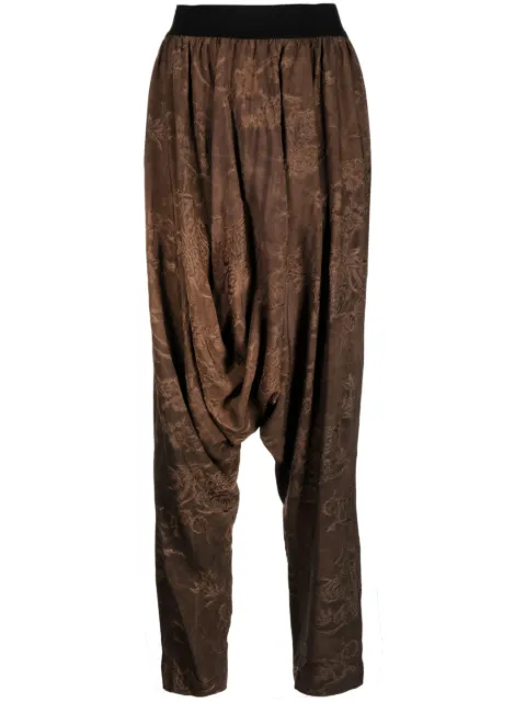 Uma Wang floral-embroidered drop-crotch trousers