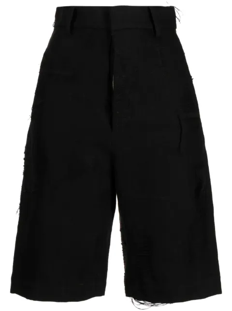 Uma Wang distressed-finish knee-length shorts