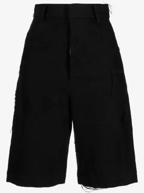 Uma Wang distressed-finish knee-length shorts