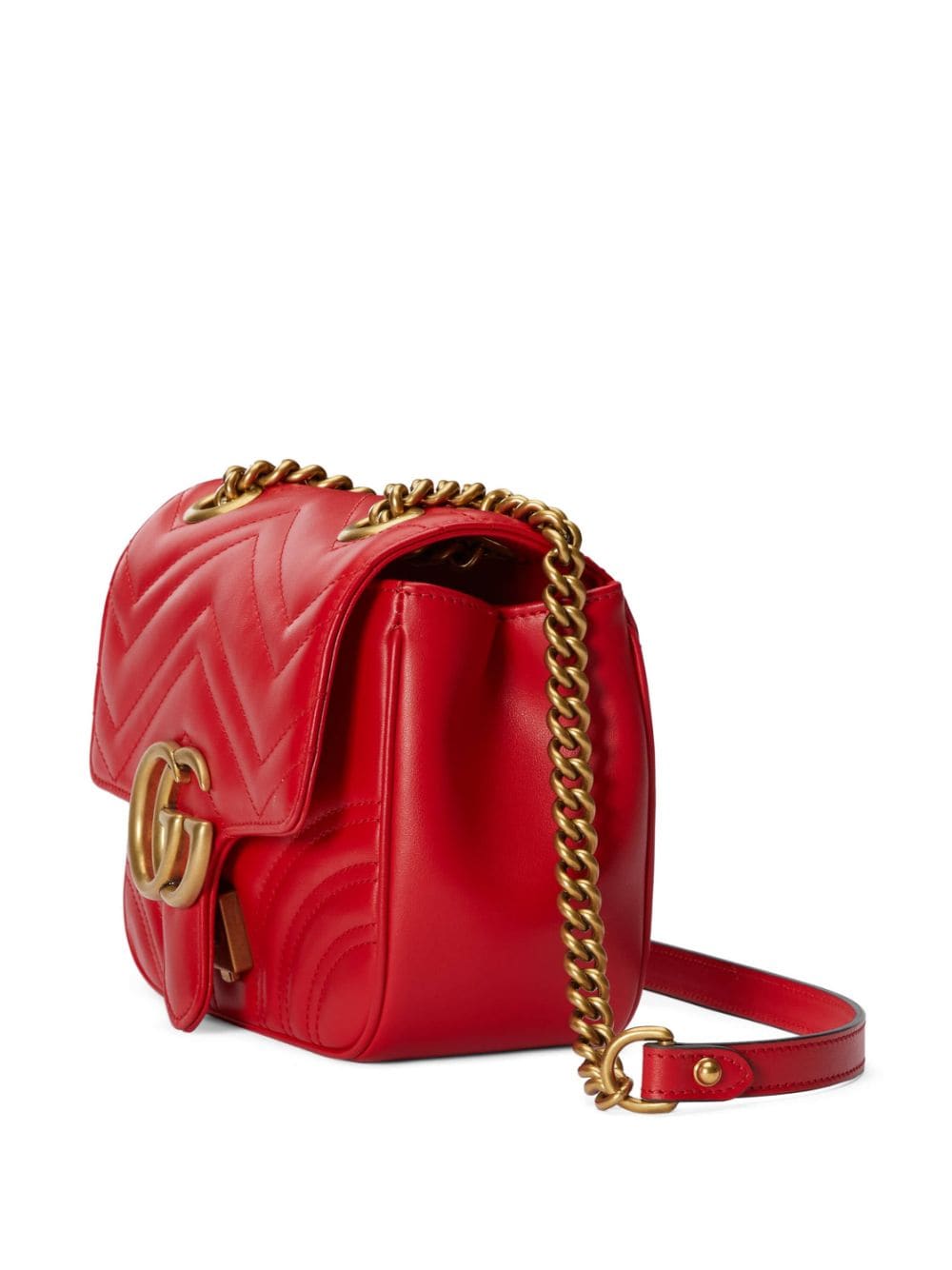 Shop Gucci Mini Gg Marmont Shoulder Bag In Red