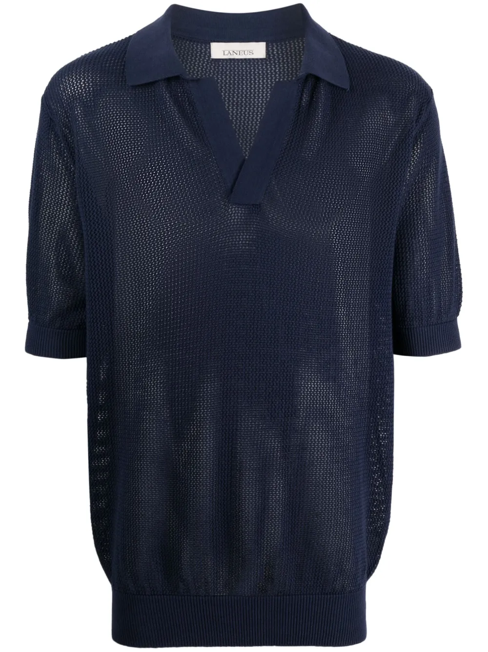 Laneus semi-sheer mesh polo shirt