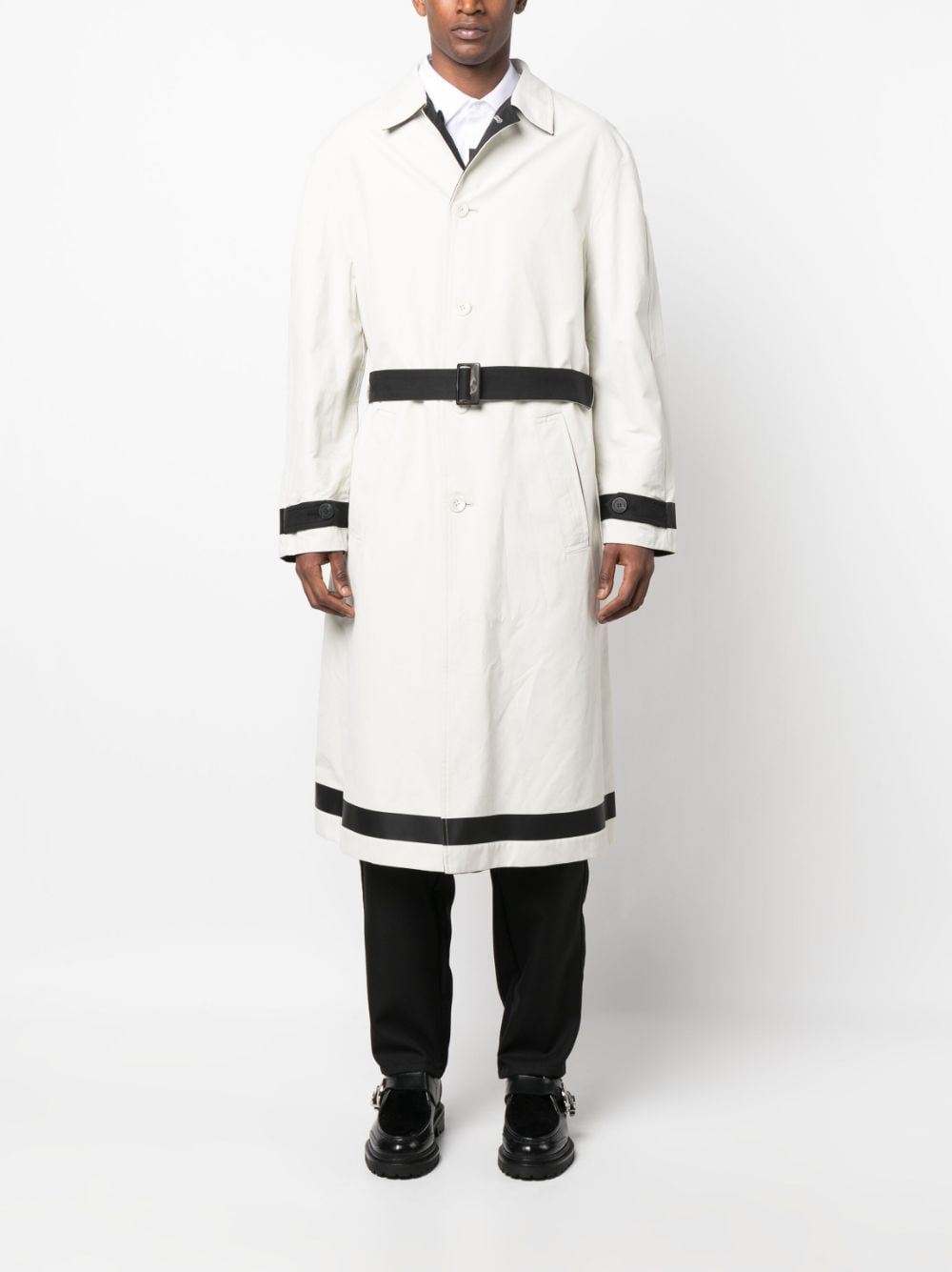 Neil Barrett Men's Minimalist Reversible Trench Coat - White - Trench Coats