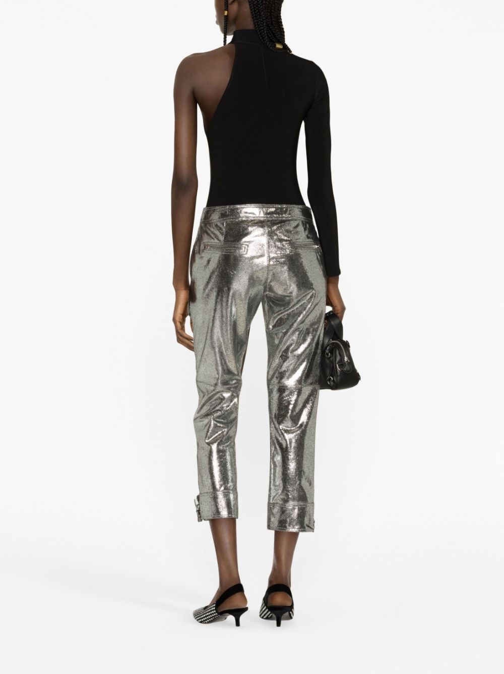 Shop Isabel Marant Ciane Metallic Cropped Trousers In Silver