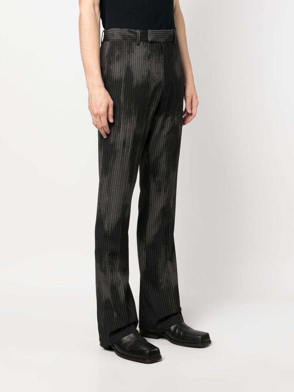 Shop Amiri Sun Faded Pinstripe Flared Trousers In Black