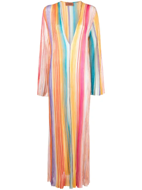 Missoni vestido largo con rayas estampadas y cuello en V