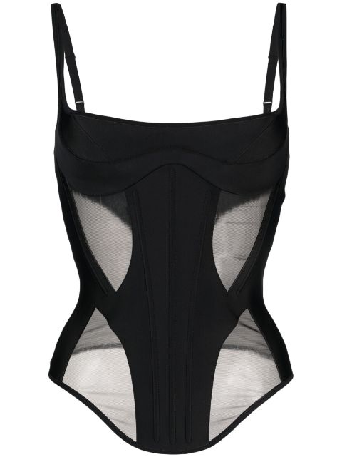 Mugler top estilo corset con tirantes finos