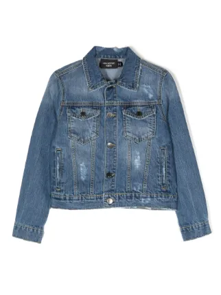 Neil Barrett Kids Thunderbolt print Denim Jacket Blue FARFETCH LB
