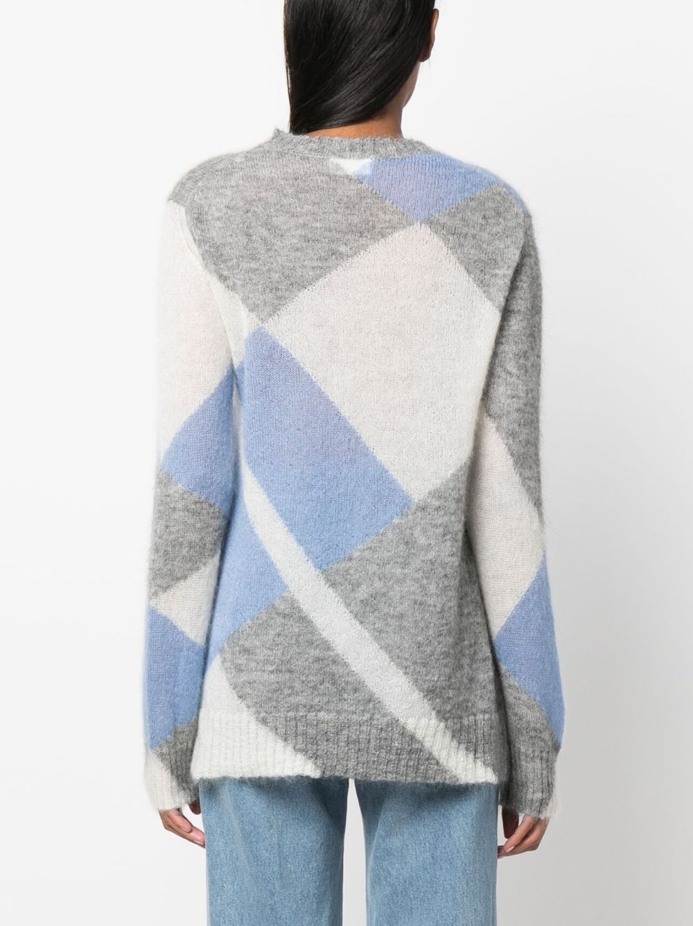 Shop P.a.r.o.s.h Geometric-pattern Crew-neck Jumper In Blue