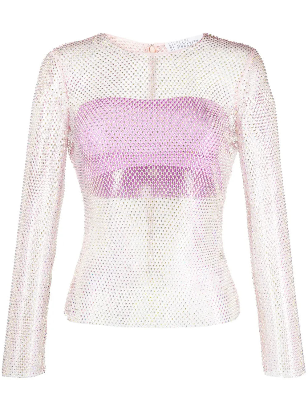 Giuseppe Di Morabito Rhinestone Mesh Crewneck Sweater In Violet