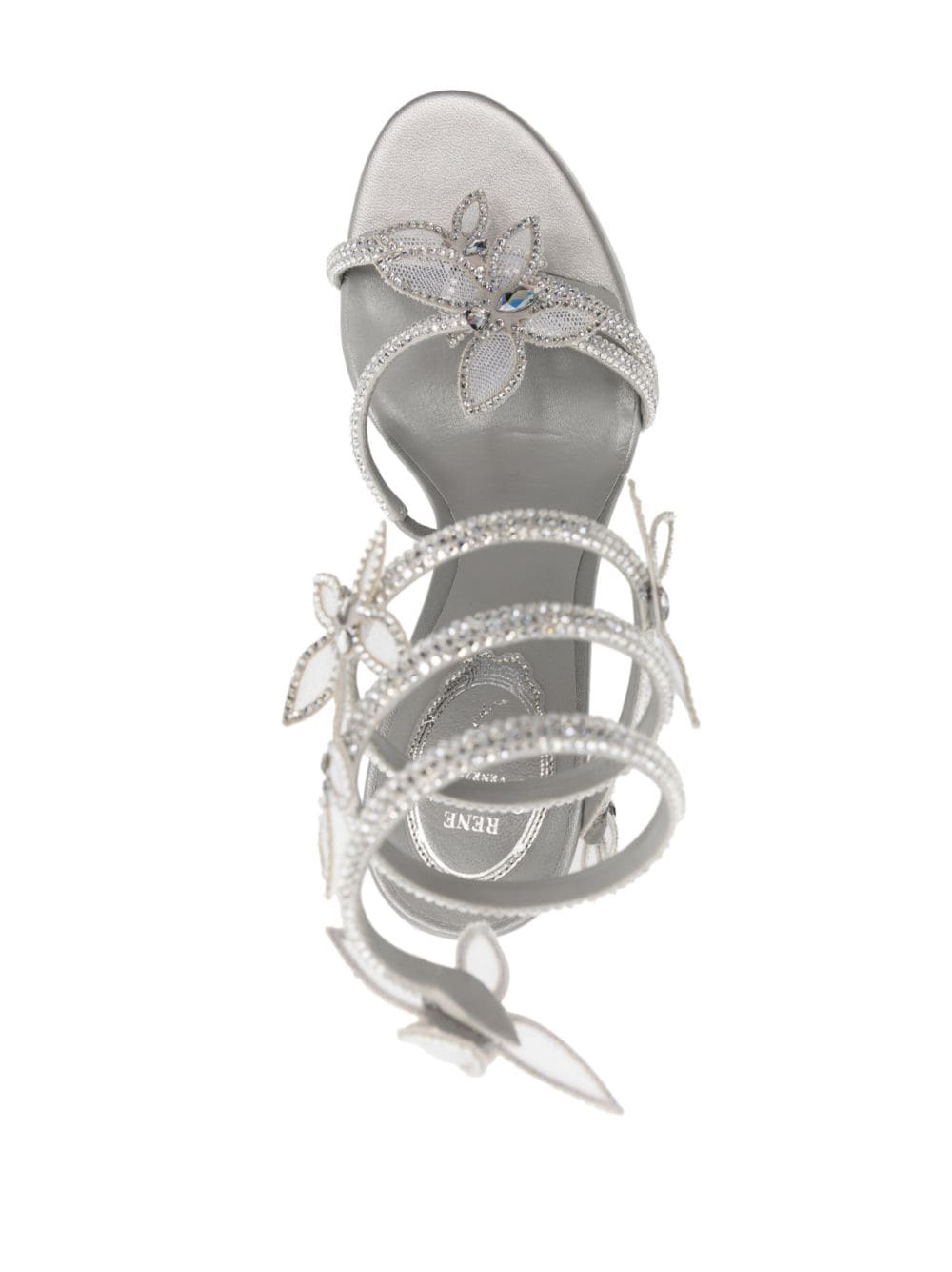 Shop René Caovilla Margot 100mm Butterfly-appliqué Sandals In Silver