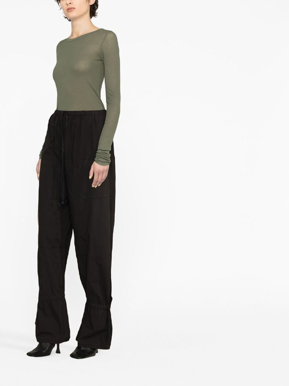 Shop Lemaire Drawstring Parachute Trousers In Black