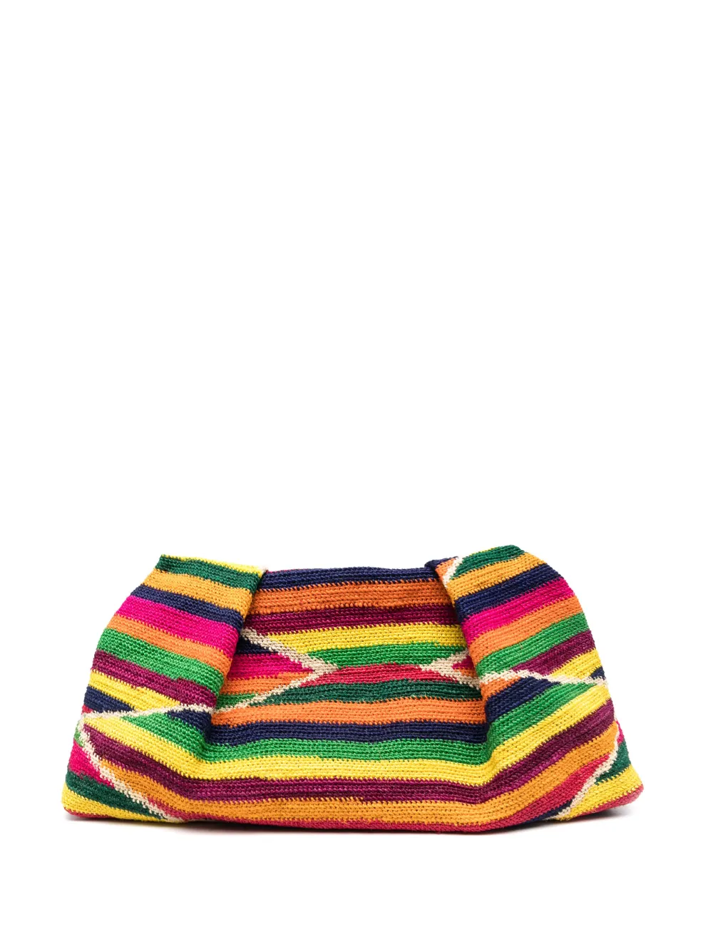 stripe-pattern knitted clutch bag