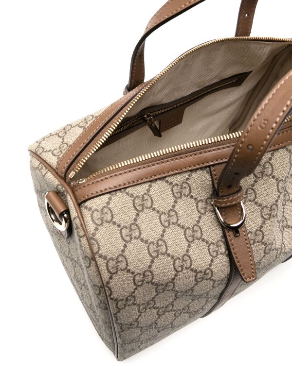 Gucci GG Supreme Canvas Boston Bag with Removable Strap in Beige