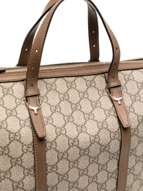 Gucci Top Handle Bag Backpack Logo Travel Monogram Beige Brown GG Canvas