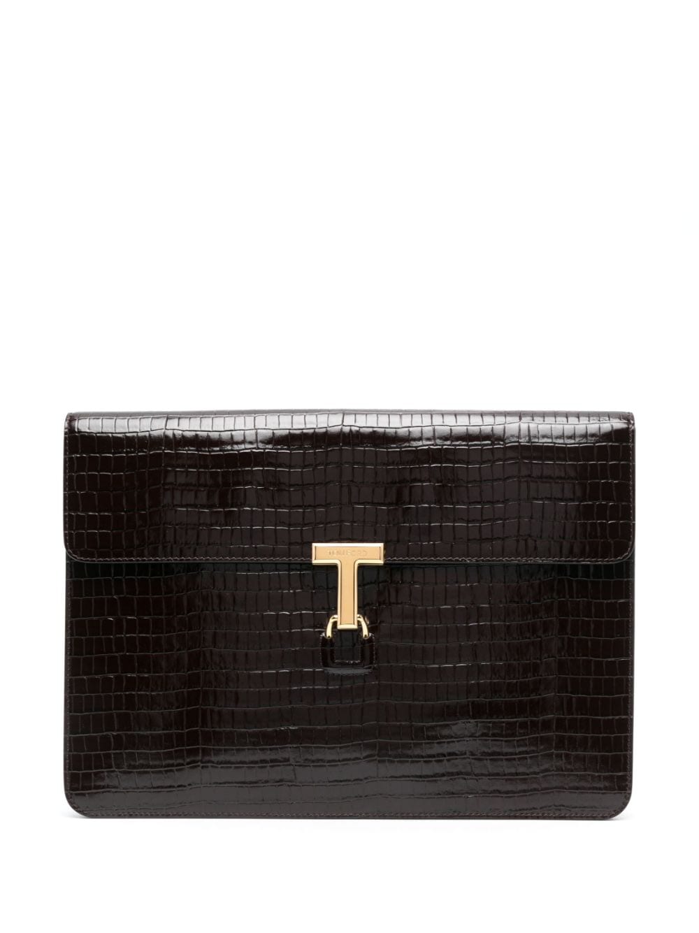 TOM FORD logo-plaque crocodile-effect Bag - Farfetch