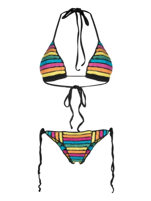AGR stripes -embroidery knitted bikini