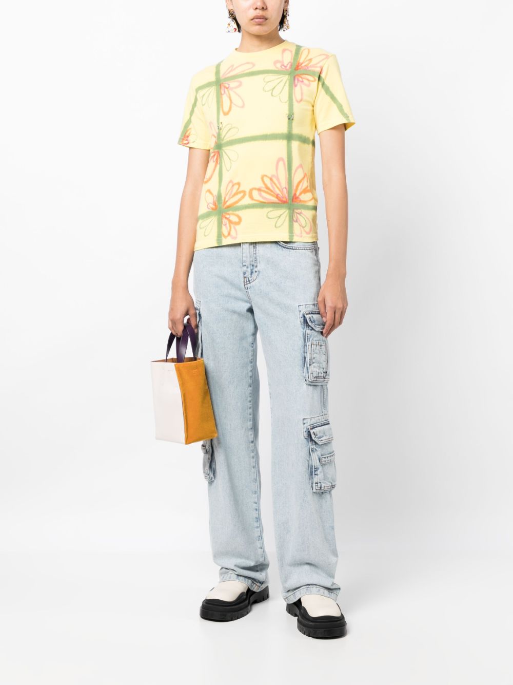 Collina Strada floral-print cotton T-Shirt - Geel